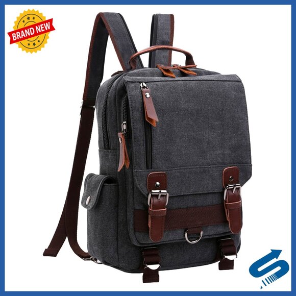 Canvas Messenger Bag Cross Body Sling Backpack Retro Travel Daypack Adjustable